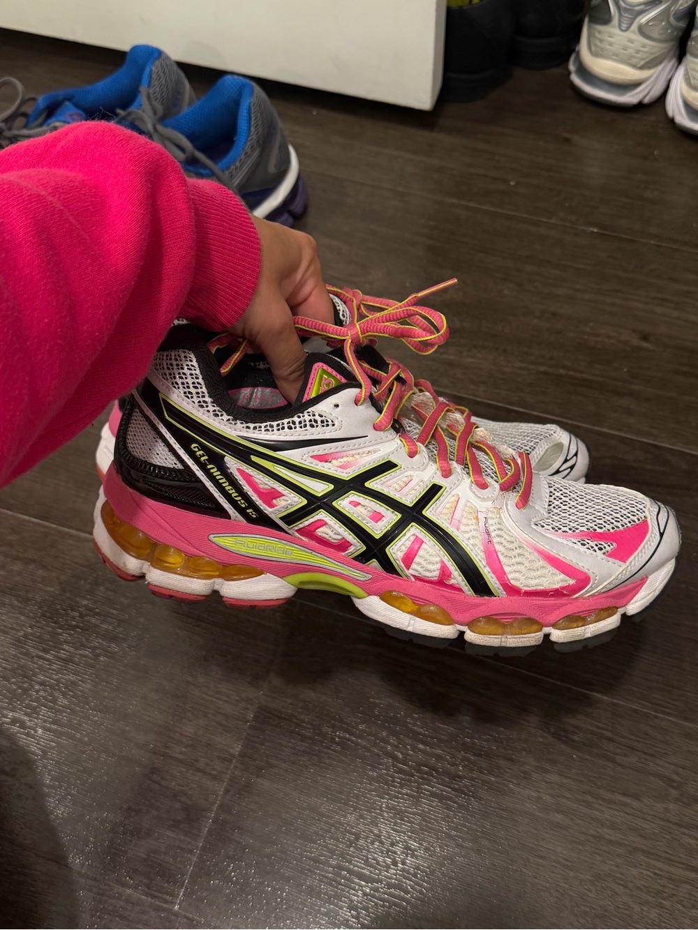 Asics Women's White Pink Black Neon Athletic Running Shoes